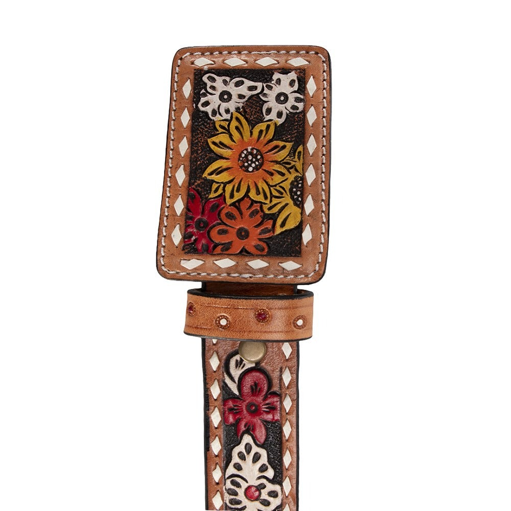 FORT WORTH PAINTED LEATHER FLOWERS BUCKLE & BELT