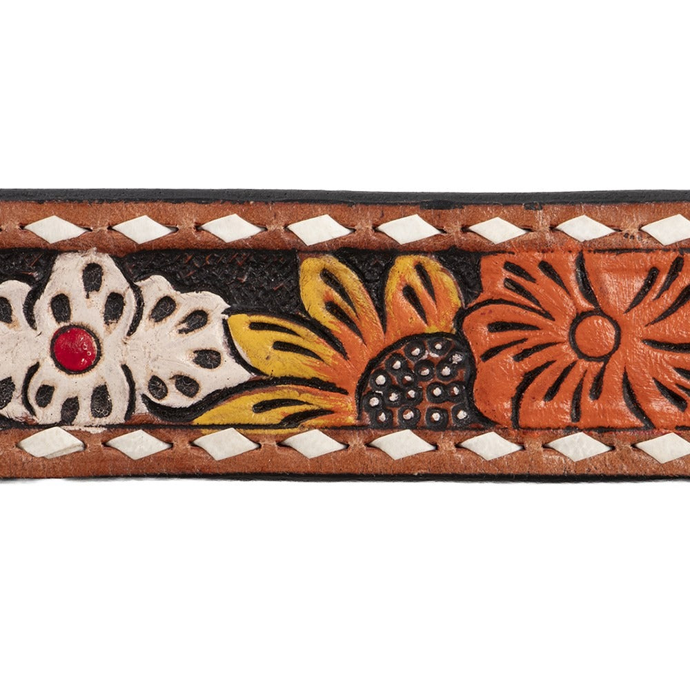 FORT WORTH PAINTED LEATHER FLOWERS BUCKLE & BELT