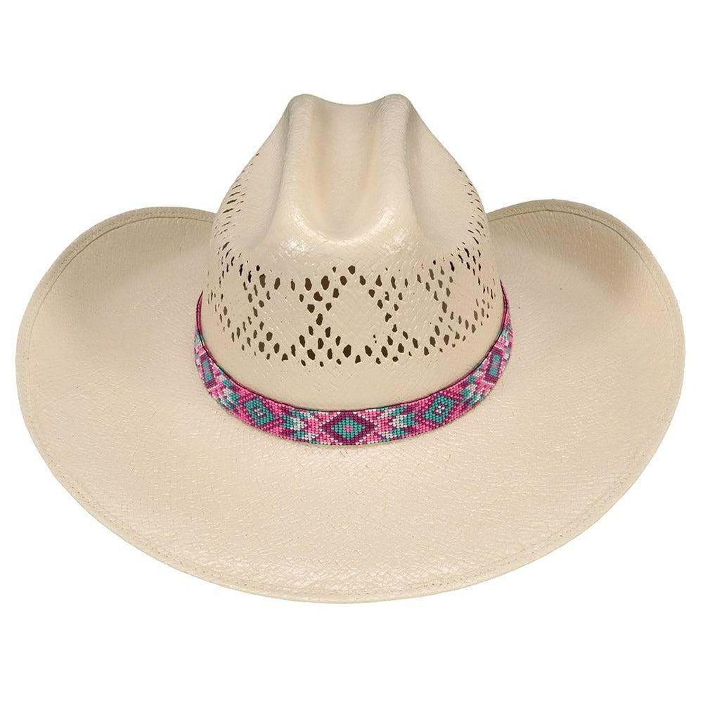 FORT WORTH PINK AZTEC BEADED 3/4in HAT BAND-Ranges Country