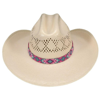 FORT WORTH PINK AZTEC BEADED 3/4in HAT BAND-Ranges Country