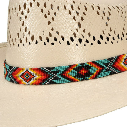FORT WORTH TURQUOISE AZTEC BEADED 3/4in HAT BAND