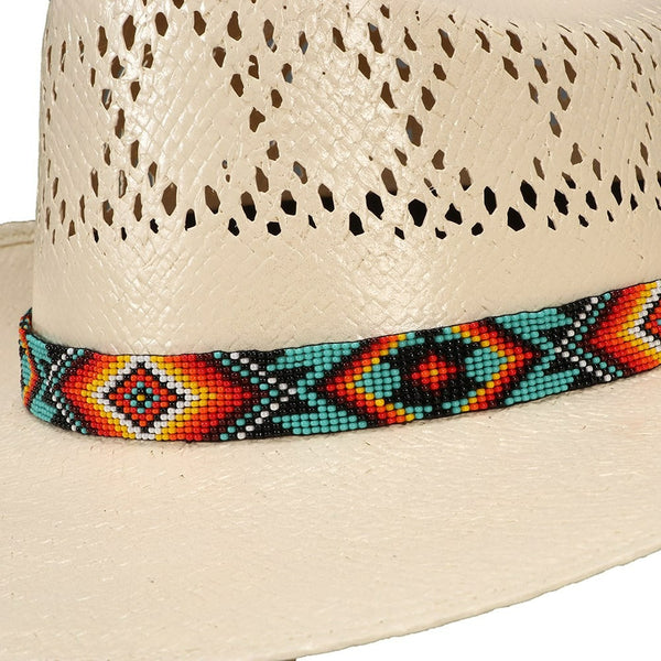FORT WORTH TURQUOISE AZTEC BEADED 3/4in HAT BAND