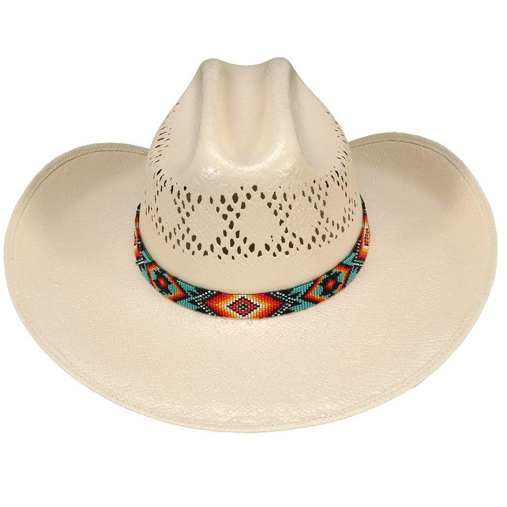 FORT WORTH TURQUOISE AZTEC BEADED 3/4in HAT BAND-Ranges Country