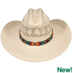 FORT WORTH TURQUOISE AZTEC BEADED 3/4in HAT BAND-Ranges Country