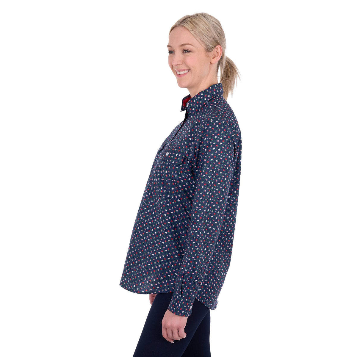 HARD SLOG WOMENS FIORA HALF BUTTON SHIRT