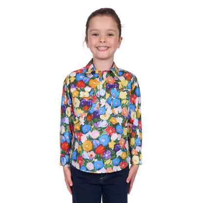 HARD SLOG KIDS DELIA HALF BUTTON SHIRT