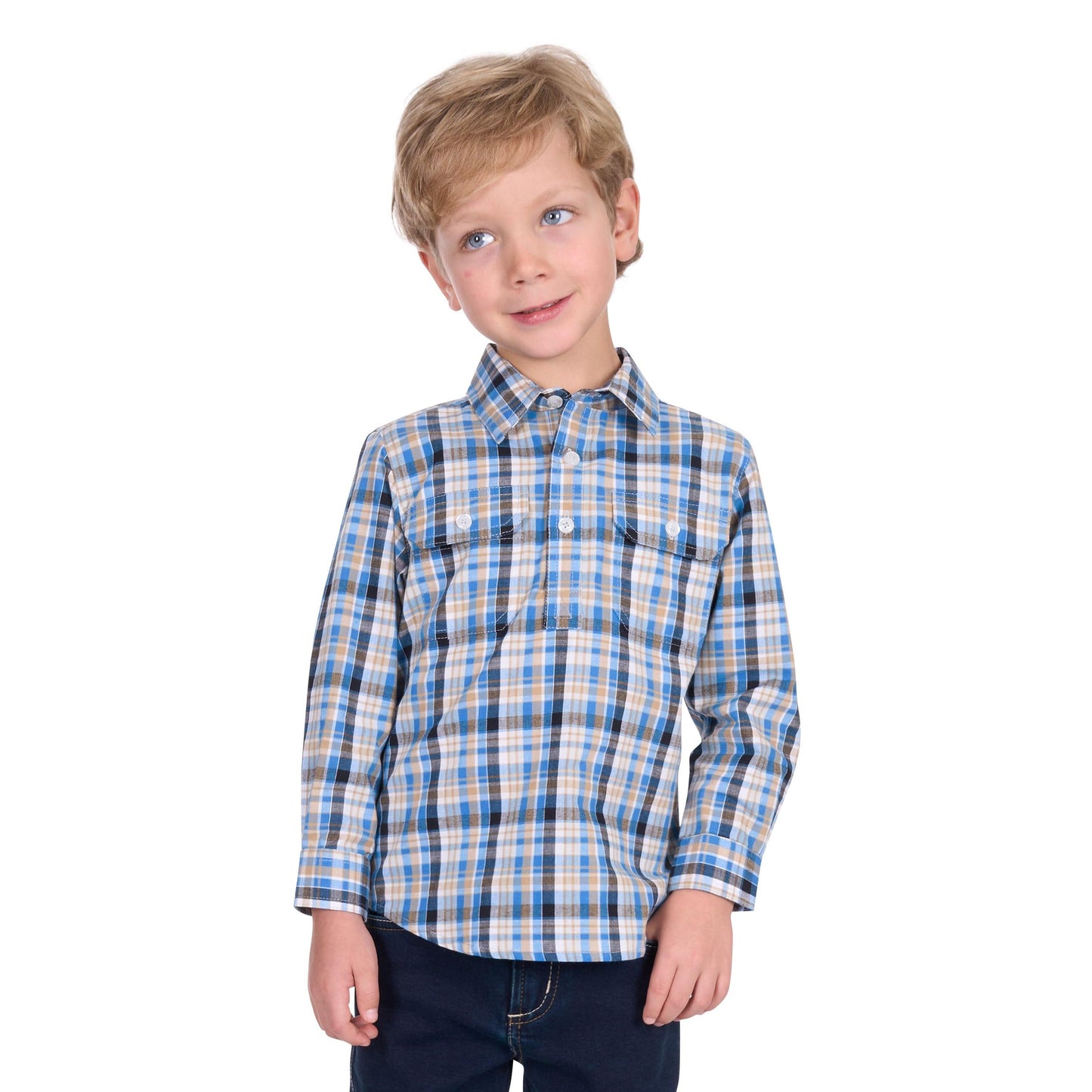 HARD SLOG KIDS GIBSON HALF BUTTON SHIRT-Ranges Country