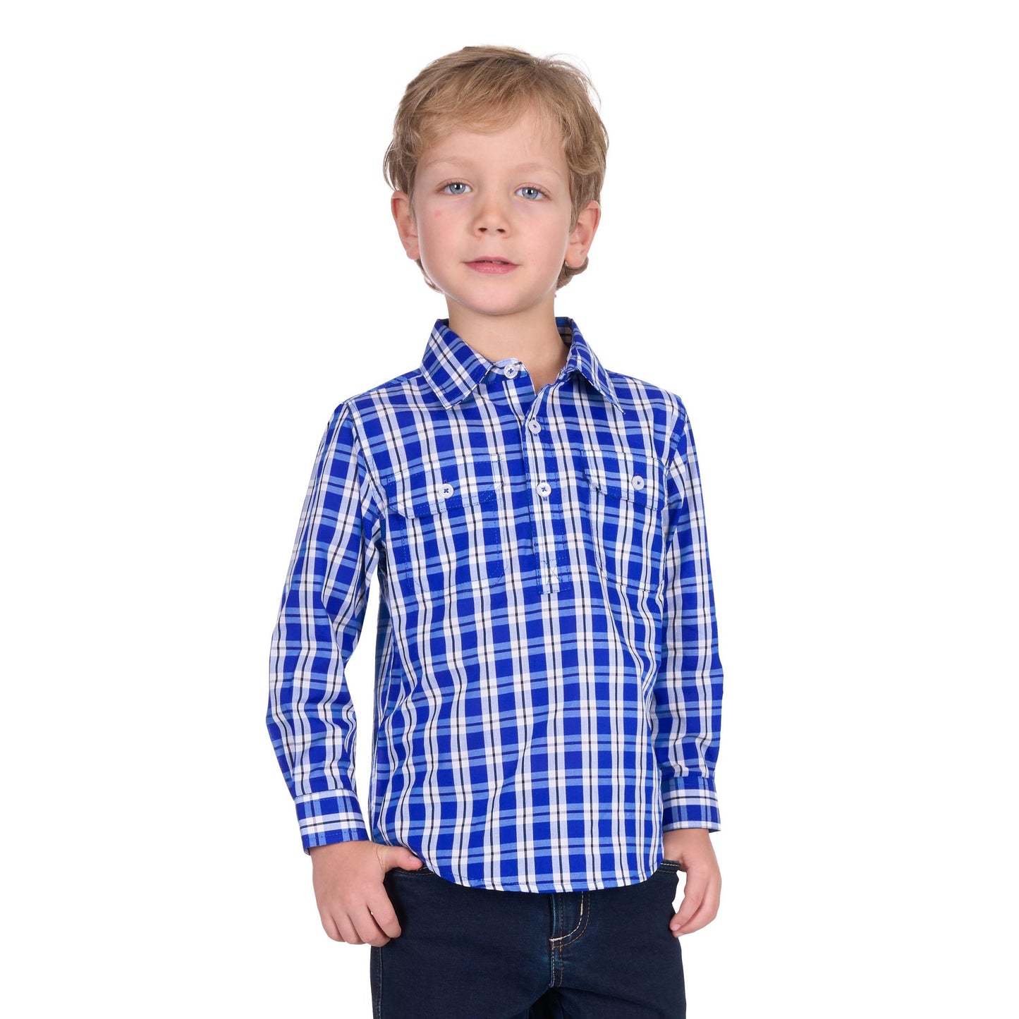 HARD SLOG KIDS LEVERS HALF BUTTON SHIRT-Ranges Country