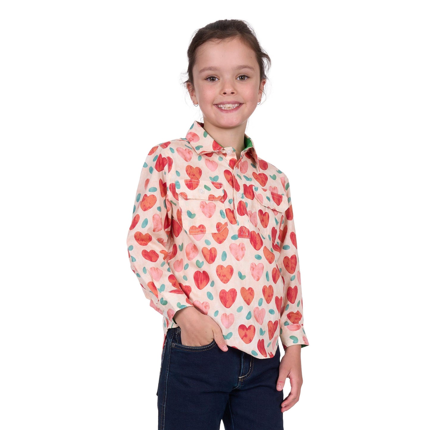 HARD SLOG KIDS MIRA HALF BUTTON SHIRT-Ranges Country