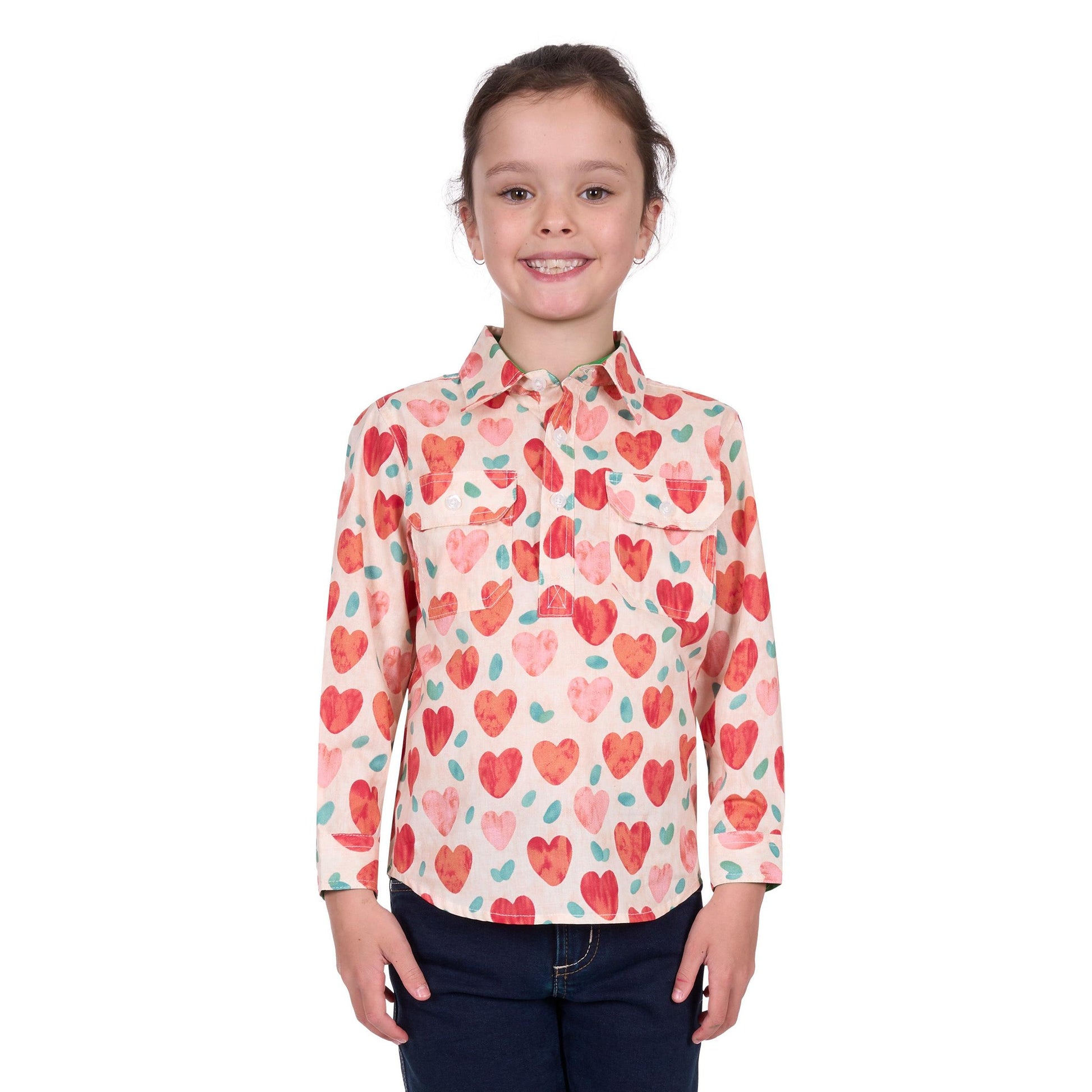 HARD SLOG KIDS MIRA HALF BUTTON SHIRT-Ranges Country