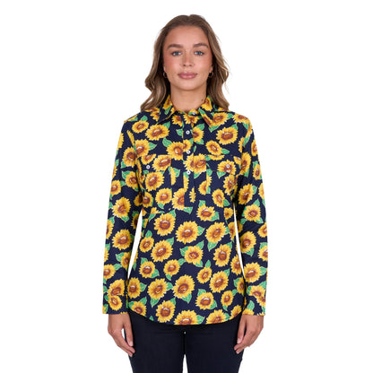 HARD SLOG WOMENS ALLY HALF BUTTON SHIRT-Ranges Country
