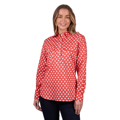 HARD SLOG WOMENS JAZ HALF BUTTON SHIRT-Ranges Country