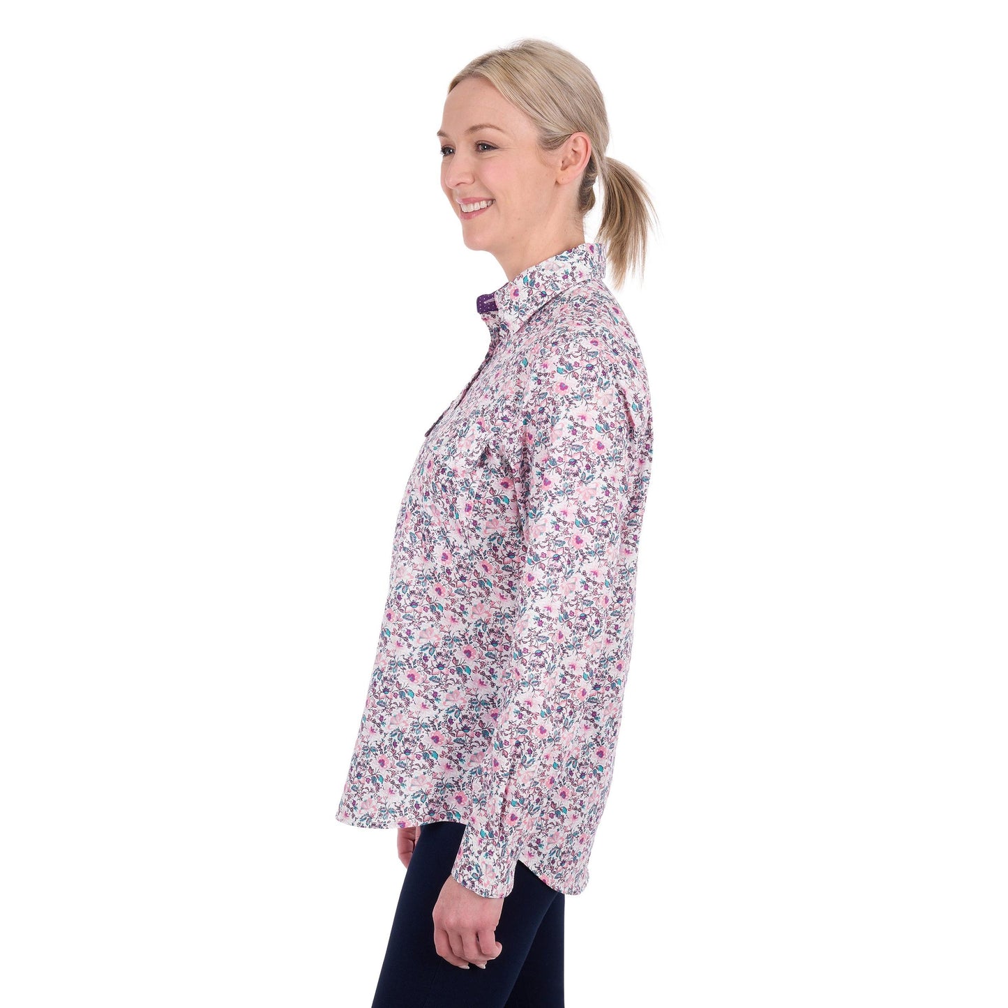 HARD SLOG WOMENS JOYCE HALF BUTTON SHIRT