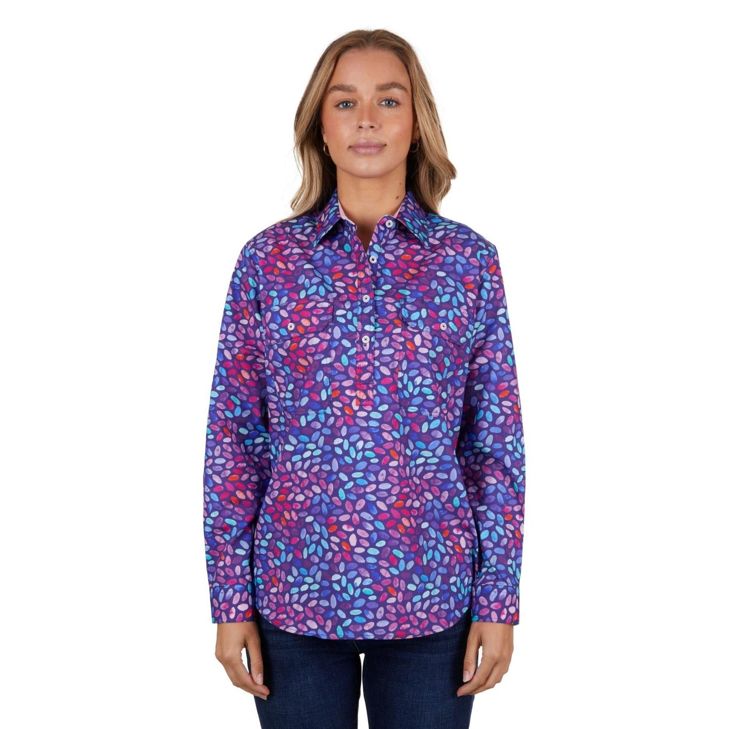 HARD SLOG WOMENS JUNE HALF PLACKET SHIRT-Ranges Country