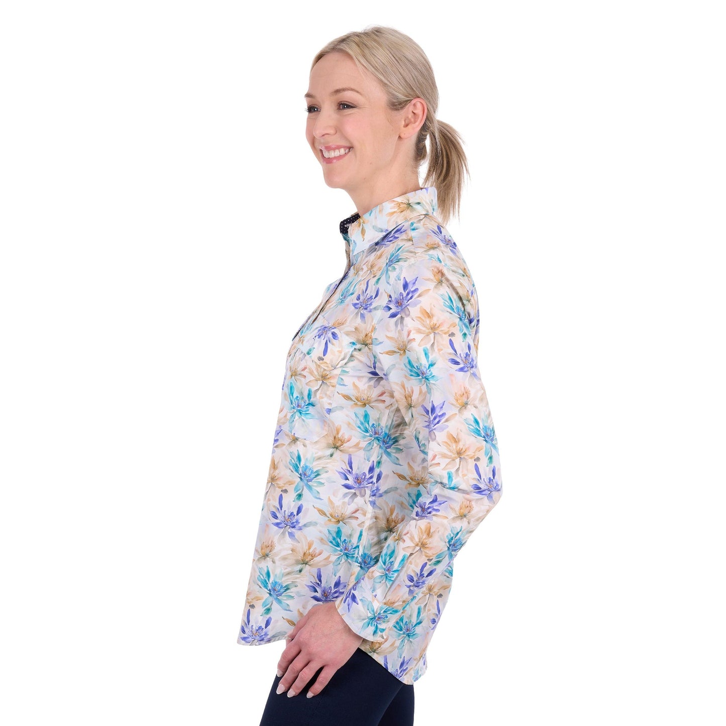 HARD SLOG WOMENS MEADOW HALF BUTTON SHIRT