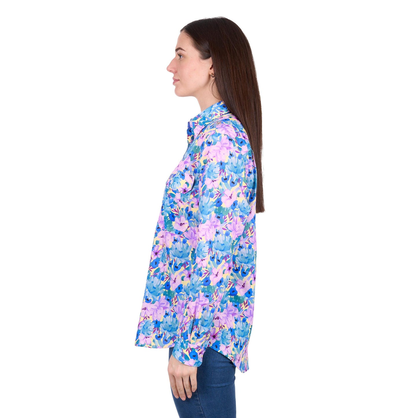 HARD SLOG WOMENS TRIXIE HALF BUTTON SHIRT