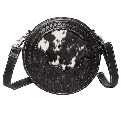 JAMAICA ROUND TOOLED LEATHER COWHIDE BAG