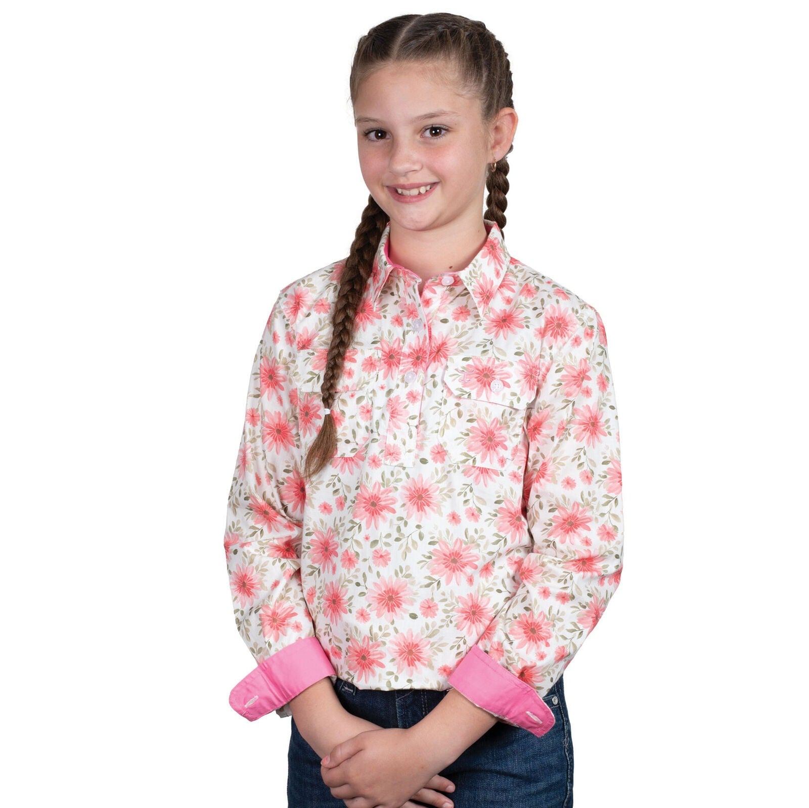 JUST COUNTRY GIRLS HARPER WHITE GERBERAS SHIRT-Ranges Country