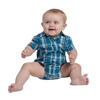 JUST COUNTRY INFANT FRANKIE PETROL PLAID JUMPSUIT-Ranges Country