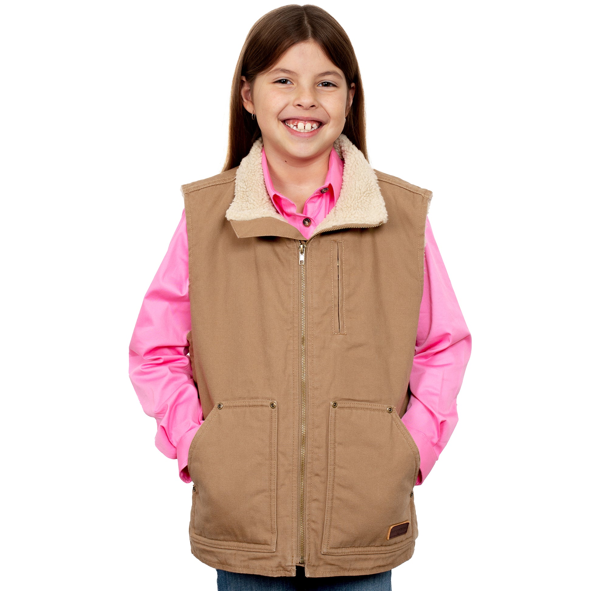 JUST COUNTRY KIDS DIAMANTINA SHERPA VEST-Ranges Country