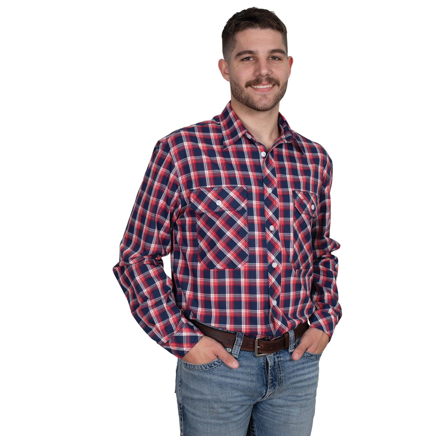 JUST COUNTRY MENS AUSTIN FULL BUTTON PLAID SHIRT-Ranges Country