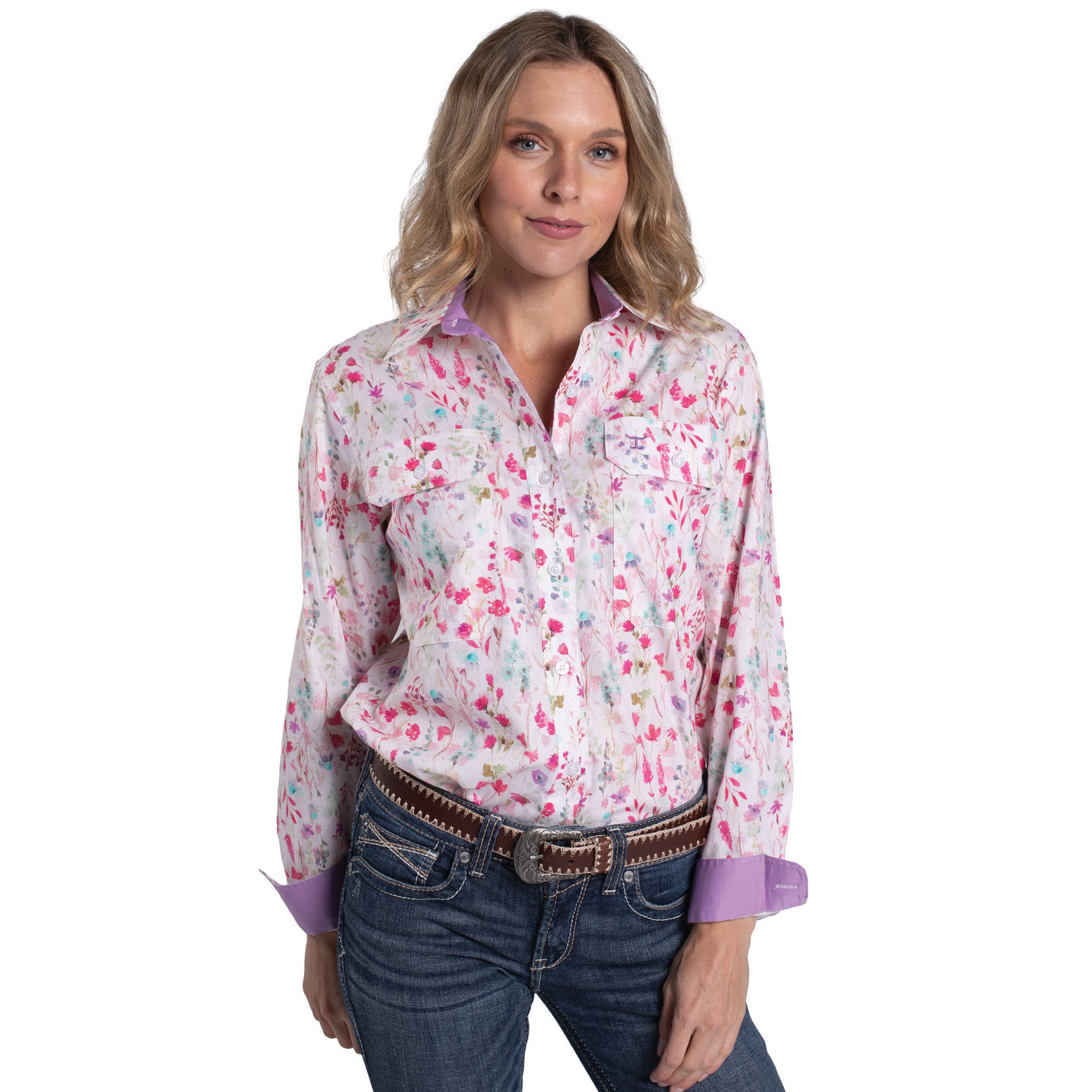 JUST COUNTRY WOMENS ABBEY WILDFLOWERS SHIRT-Ranges Country