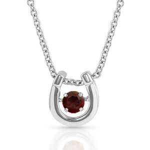 MONTANA DANCING BIRTHSTONE HORSESHOE NECKLACE-Ranges Country