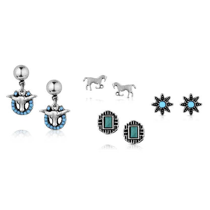 MONTANA EVERYDAY WESTERN POST EARRINGS SET OF 4-Ranges Country