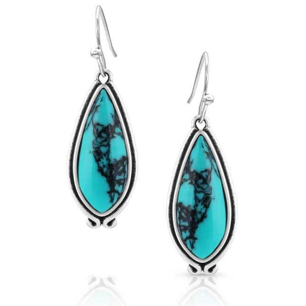 MONTANA OASIS WATERS OVAL TURQUOISE EARRINGS-Ranges Country