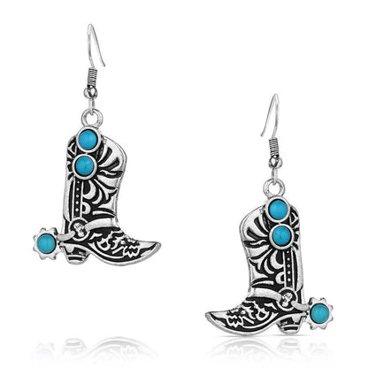 MONTANA TURQUOISE COWBOY KICKER EARRINGS-Ranges Country