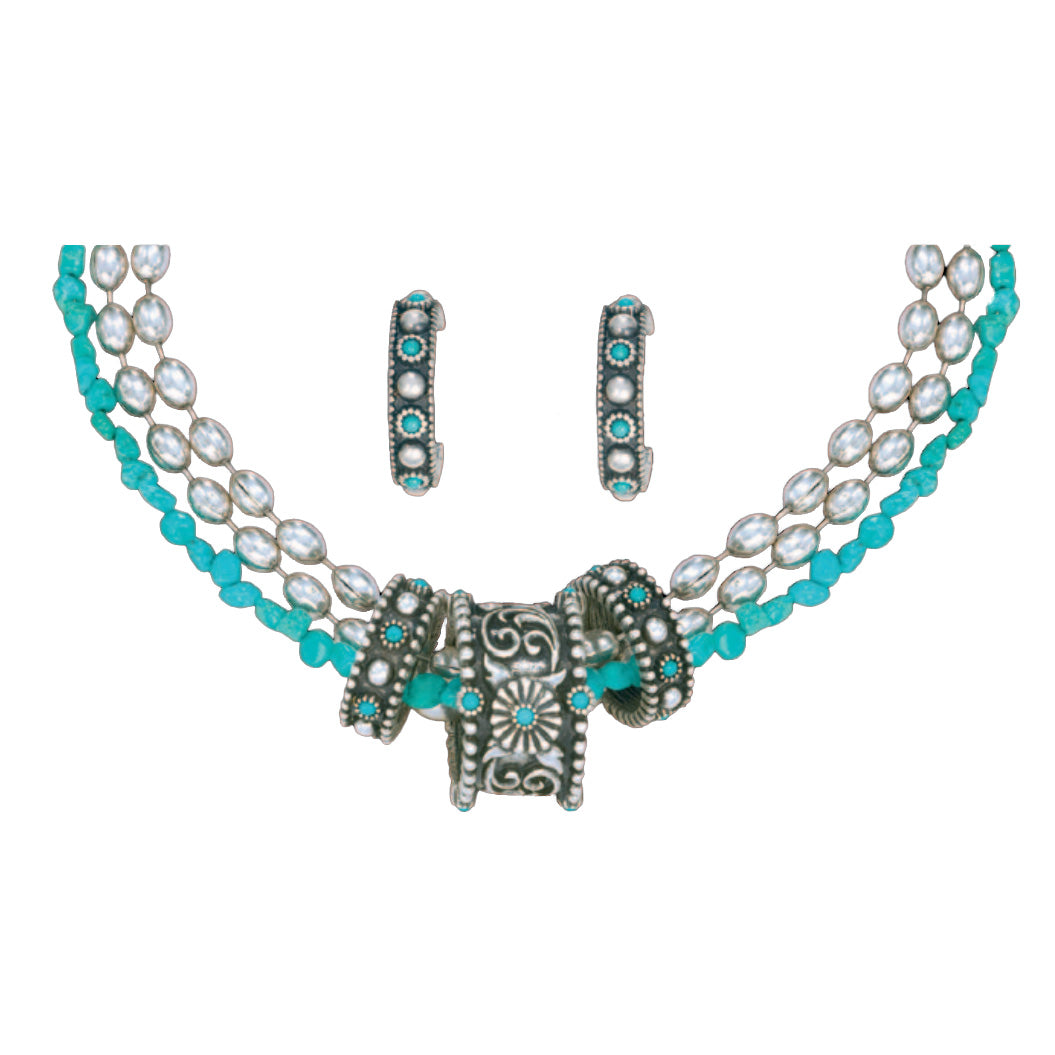 MONTANA TURQUOISE RINGS ANTIQUE SILVER JEWELLERY SET-Ranges Country