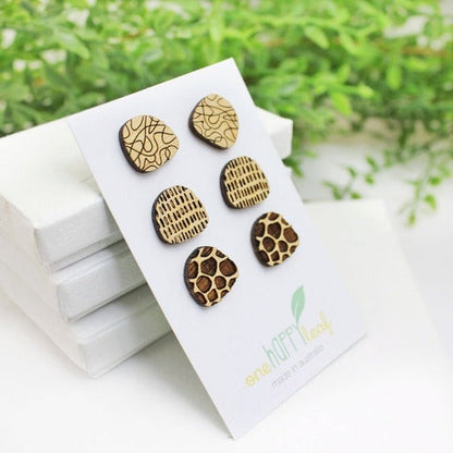 ONE HAPPY LEAF ABSTRACT EARRINGS SET 3