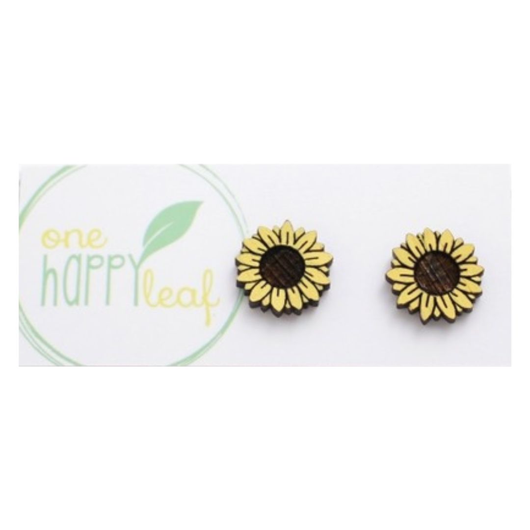 ONE HAPPY LEAF SUNFLOWER EARRINGS-Ranges Country