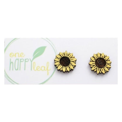 ONE HAPPY LEAF SUNFLOWER EARRINGS-Ranges Country