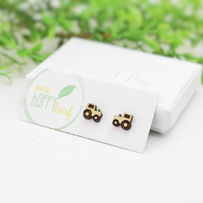 ONE HAPPY LEAF TRACTOR EARRINGS