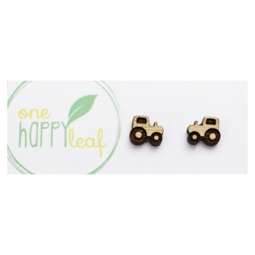 ONE HAPPY LEAF TRACTOR EARRINGS-Ranges Country