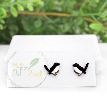 ONE HAPPY LEAF WILLY WAGTAIL EARRINGS
