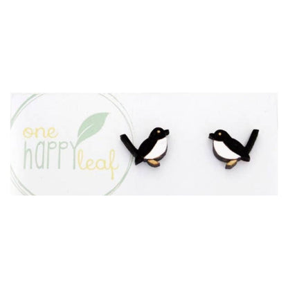 ONE HAPPY LEAF WILLY WAGTAIL EARRINGS-Ranges Country