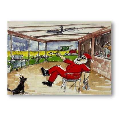 OUTBACK ANTICS BBQ SANTA CHRISTMAS CARD-Ranges Country