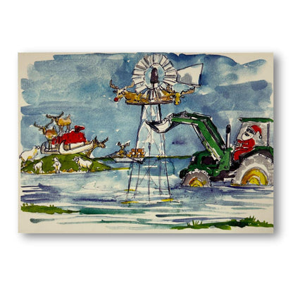 OUTBACK ANTICS FLOOD WATERS CHRISTMAS CARD-Ranges Country