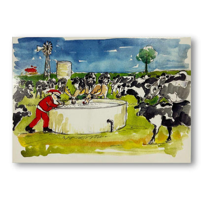 OUTBACK ANTICS THIRSTY WORK CHRISTMAS CARD-Ranges Country