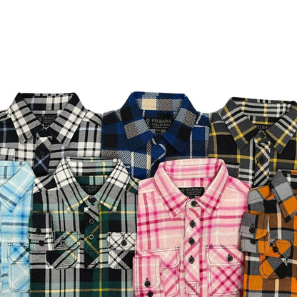 PILBARA KIDS HALF BUTTON FLANNELETTE SHIRT