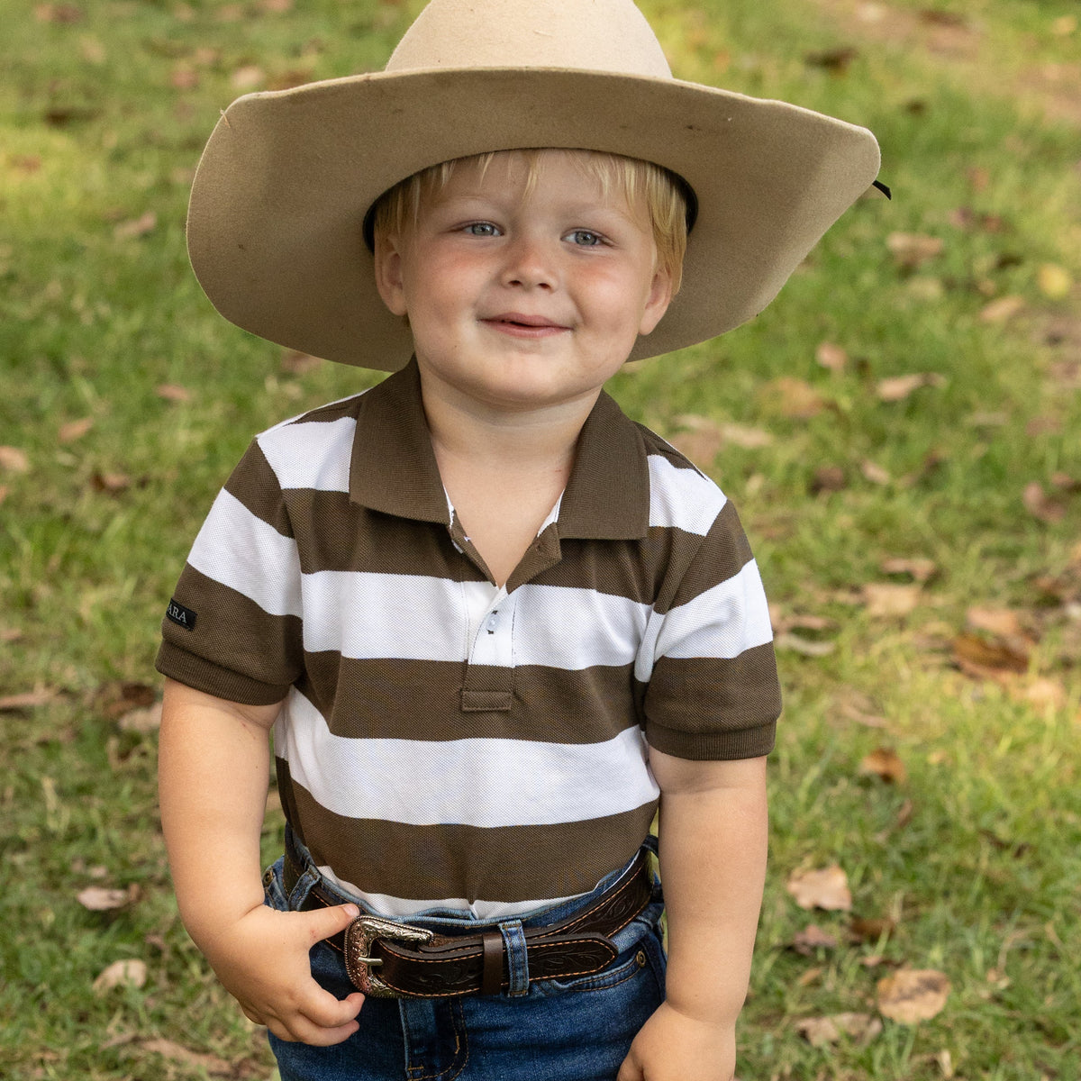 PILBARA KIDS STRIPED POLO