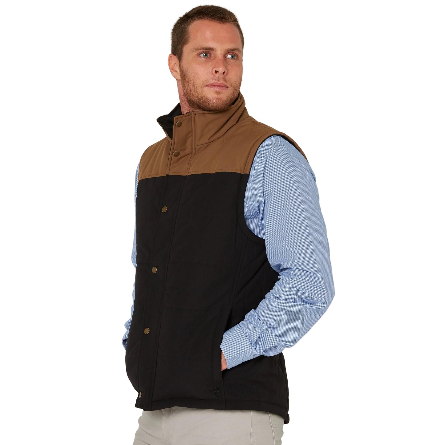 PILBARA MENS BLACK-WHISKY TWO TONE VEST