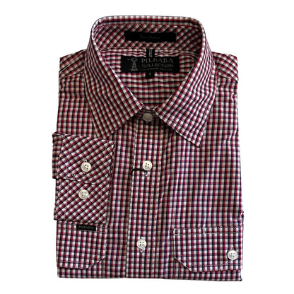 PILBARA MENS DUAL POCKET CHECK SHIRT