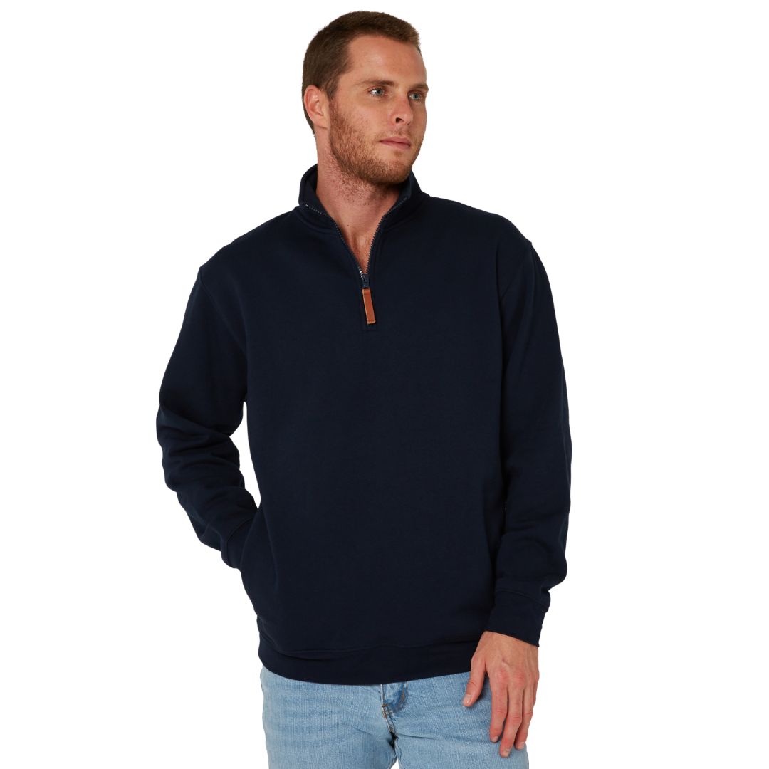 PILBARA MENS FRENCH NAVY CLASSIC 1/4 ZIP JUMPER
