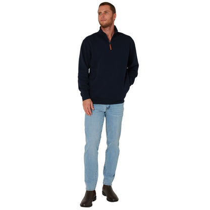 PILBARA MENS FRENCH NAVY CLASSIC 1/4 ZIP JUMPER