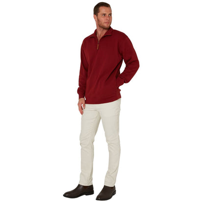 PILBARA MENS MERLOT CLASSIC 1/4 ZIP JUMPER