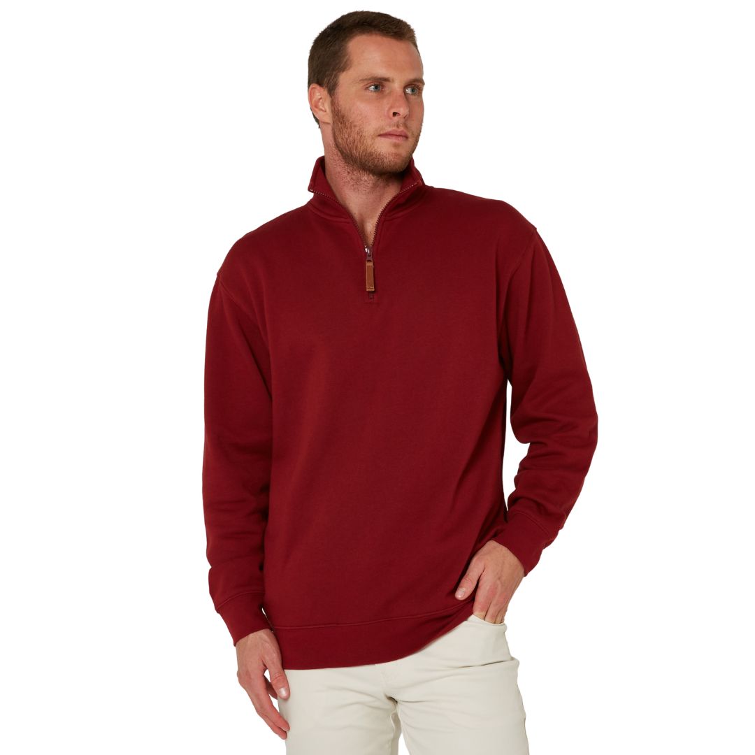 PILBARA MENS MERLOT CLASSIC 1/4 ZIP JUMPER-Ranges Country