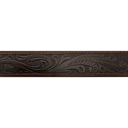 PILBARA WESTERN OVAL BUCKLE TOOLED LEATHER BELT